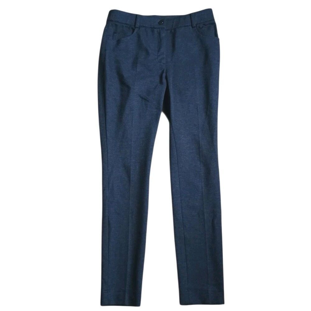 Akris Punto Pants Womens Sz 6 Blue Pockets Minimalist Stretch Skinny 29x27